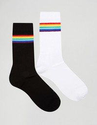 Набор из 2 пар спортивных носков с отделкой в виде радуги ASOS - Белый