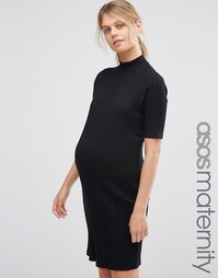 Облегающее платье для беременных в крупный рубчик ASOS Maternity