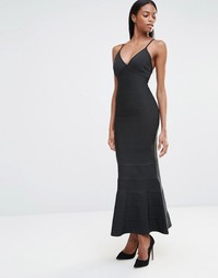 Missguided Premium Bandage Strappy Plunge Bandage Maxi Dress - Черный