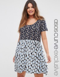 Свободное платье с цветочным принтом ASOS CURVE - Мульти