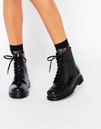 Glamorous Lace Up Wellington Boots - Черный