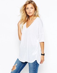 Oversize-топ с V-образным вырезом и удлиненной спинкой ASOS - Белый