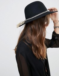 Черная фетровая шляпа с широкими полями Brixton - Черный