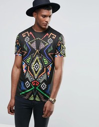 Jaded London T-Shirt With All Over Kaleidoscope Print - Черный