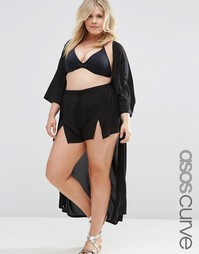 Пляжные шорты с боковыми разрезами ASOS CURVE - Черный