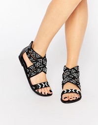 Boohoo Beaded Leather Sandal - Черный