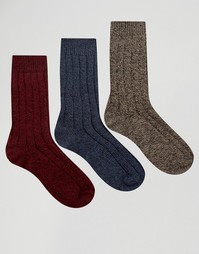 Комплект из 3 пар толстых носков в косичку ASOS - Мульти