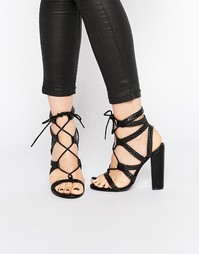 Плетеные сандалии на блочном каблуке Missguided - Черный