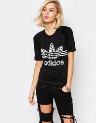 Облегающая футболка с принтом логотипа-трилистника adidas Originals