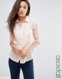 Приталенная саржевая рубашка ASOS TALL - Румяный розовый