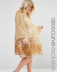 Свободное платье на пуговицах с принтом пейсли ASOS CURVE - Принт