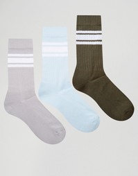 Комплект из 3 пар носков с белыми полосками ASOS - Мульти