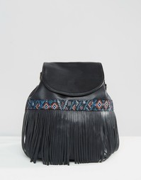 Рюкзак с гобеленовой отделкой и бахромой Glamorous - Черный