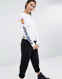 Удлиненный лонгслив с логотипом сбоку Ellesse - Белый