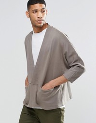 ASOS Jersey Kimono Cardigan With Zip - Серый