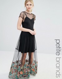 Платье макси с вышивкой Boohoo Petite - Черный