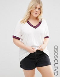 Oversize-футболка с отделкой металлик ASOS CURVE - Белый