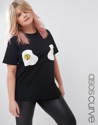 Футболка с пайетками ASOS CURVE - Черный