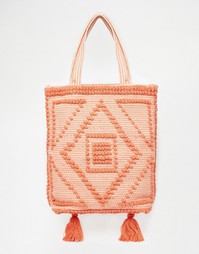 Пляжная сумка с кисточками и вышивкой ASOS - Мульти