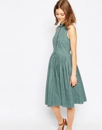 Платье-рубашка миди с ажурной вышивкой ASOS - Мульти