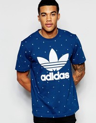 Футболка в горошек с трилистником adidas Original AO0550 - Синий