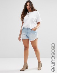 Джинсовые шорты с кромкой кроше ASOS CURVE - Синий