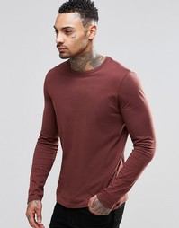 ASOS Long Sleeve T-Shirt With Crew Neck In Rust - Коричневый