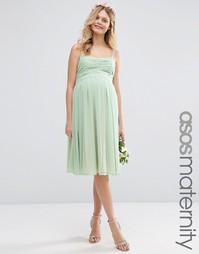 Присборенное платье миди с открытыми плечами ASOS Maternity WEDDING