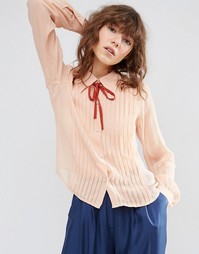 Блузка с защипами и завязкой ASOS - Blush
