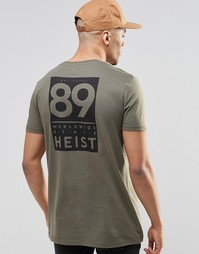 Удлиненная футболка с принтом сзади ASOS - Spinach
