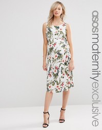 Платье с тропическим принтом и завязкой сбоку ASOS Maternity - Мульти