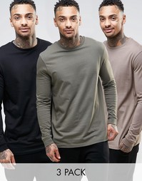 3 удлиненных лонгслива ASOS - СКИДКА 23% - Мульти