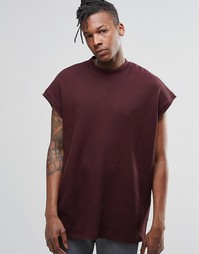 Красная oversize‑футболка из вафельного трикотажа ASOS