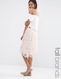 Пышная кружевная юбка миди Missguided Tall - Peach