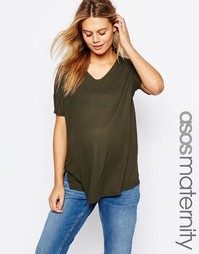 Футболка для беременных в рубчик с V‑образным вырезом ASOS Maternity