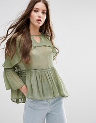 Блузка с рюшами ASOS - Хаки