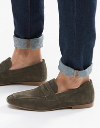 Замшевые пенни‑лоферы цвета хаки ASOS - Хаки