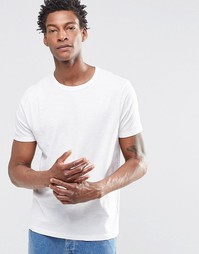 Белая хлопковая меланжевая футболка с закругленным краем ASOS Premium