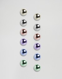 Limited Edition Pack of 12 Mini Ball Stud Earrings - Мульти Asos