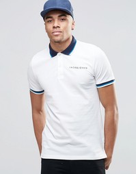 Поло с контрастной отделкой Jack &amp; Jones - Белый