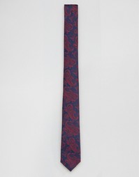 Темно-синий узкий галстук с принтом пейсли ASOS - Темно-синий