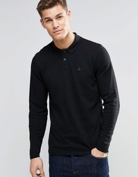 Поло из пике с длинными рукавами и логотипом ASOS - Черный