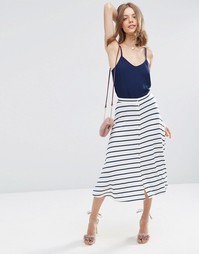 Юбка миди в полоску с кнопками ASOS - Мульти