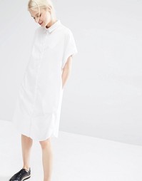 Платье-рубашка в стиле oversize без рукавов Monki - Белый