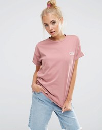 Футболка с вышитой надписью Cute ASOS - Розовый