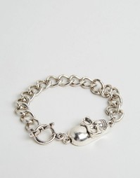 Серебристый браслет-цепочка с черепом Reclaimed Vintage - Серебряный