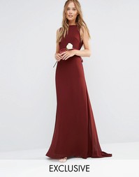Платье макси с бантом на спинке TFNC WEDDING - Шоколадный коричневый