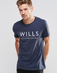 Темно-синяя футболка классического кроя с принтом Jack Wills