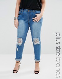Облегающие джинсы с прорехами на коленях Boohoo Plus - Синий