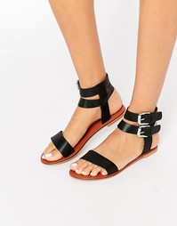 Кожаные сандалии из двух частей ASOS FLINT - Черный